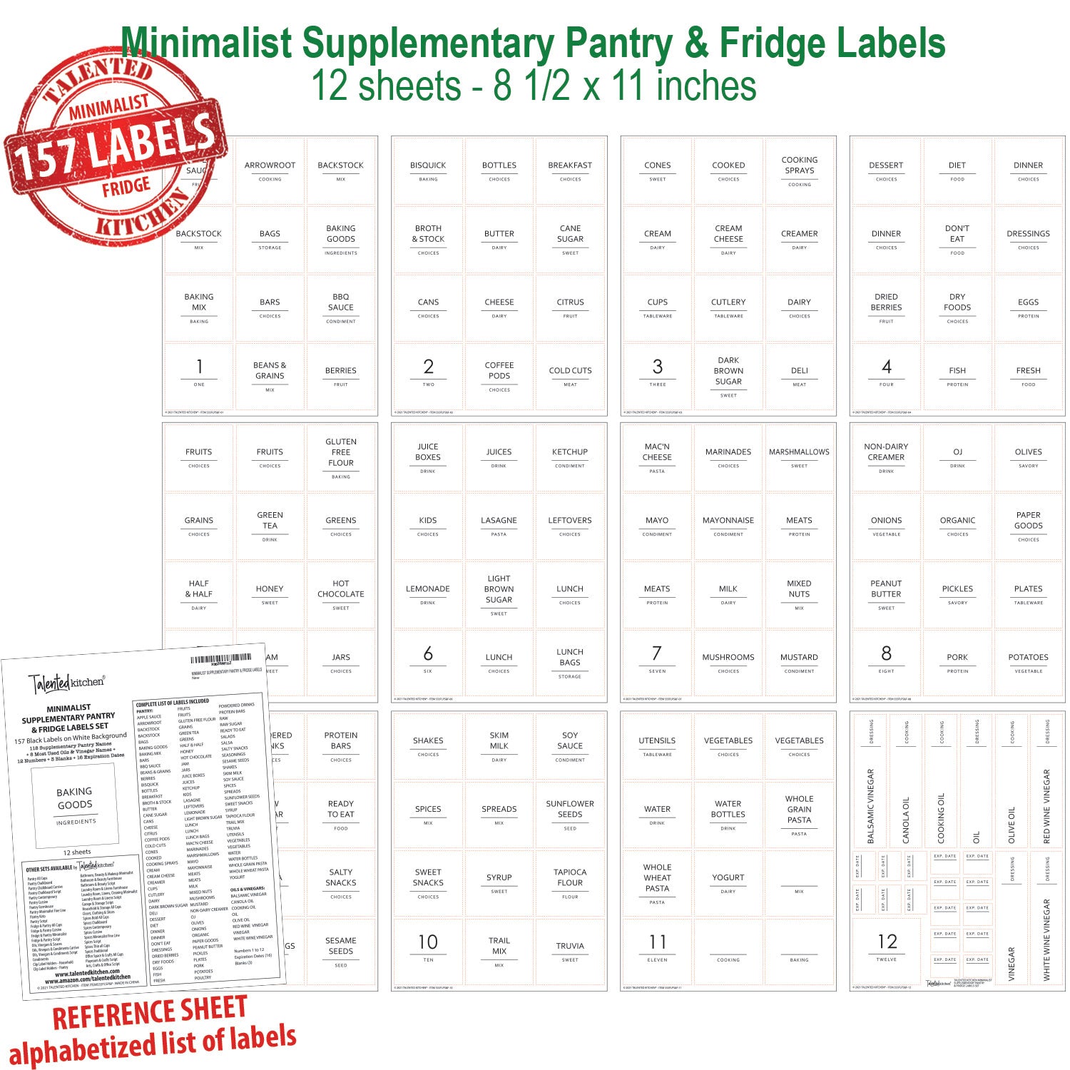 Set of 40 Minimalist Freezer Labels Meal Prep Labels 