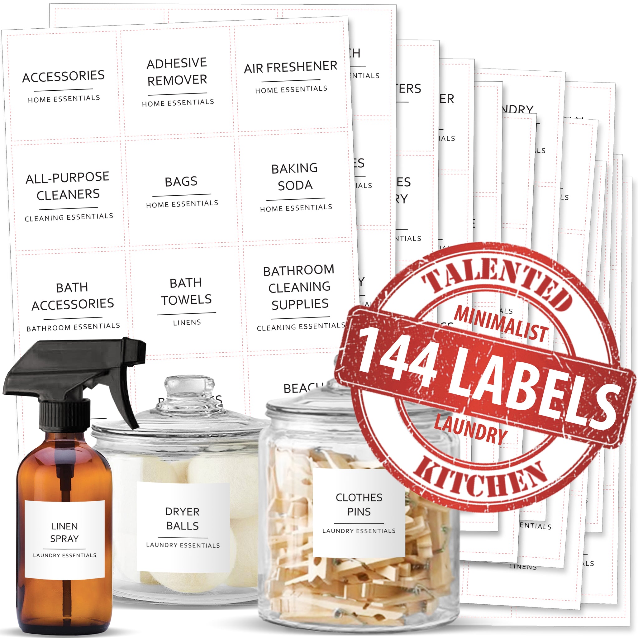 144 Minimalistic Laundry Room Labels for Glass Jars, Preprinted Linen  Closet Stickers for Containers, Bathroom Organization - On Sale - Bed Bath  & Beyond - 38239842