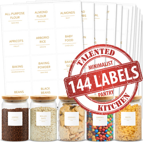 Minimalist Pantry Labels, 144 Gold Labels