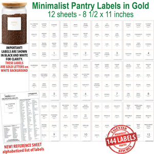 Minimalist Pantry Labels, 144 Gold Labels