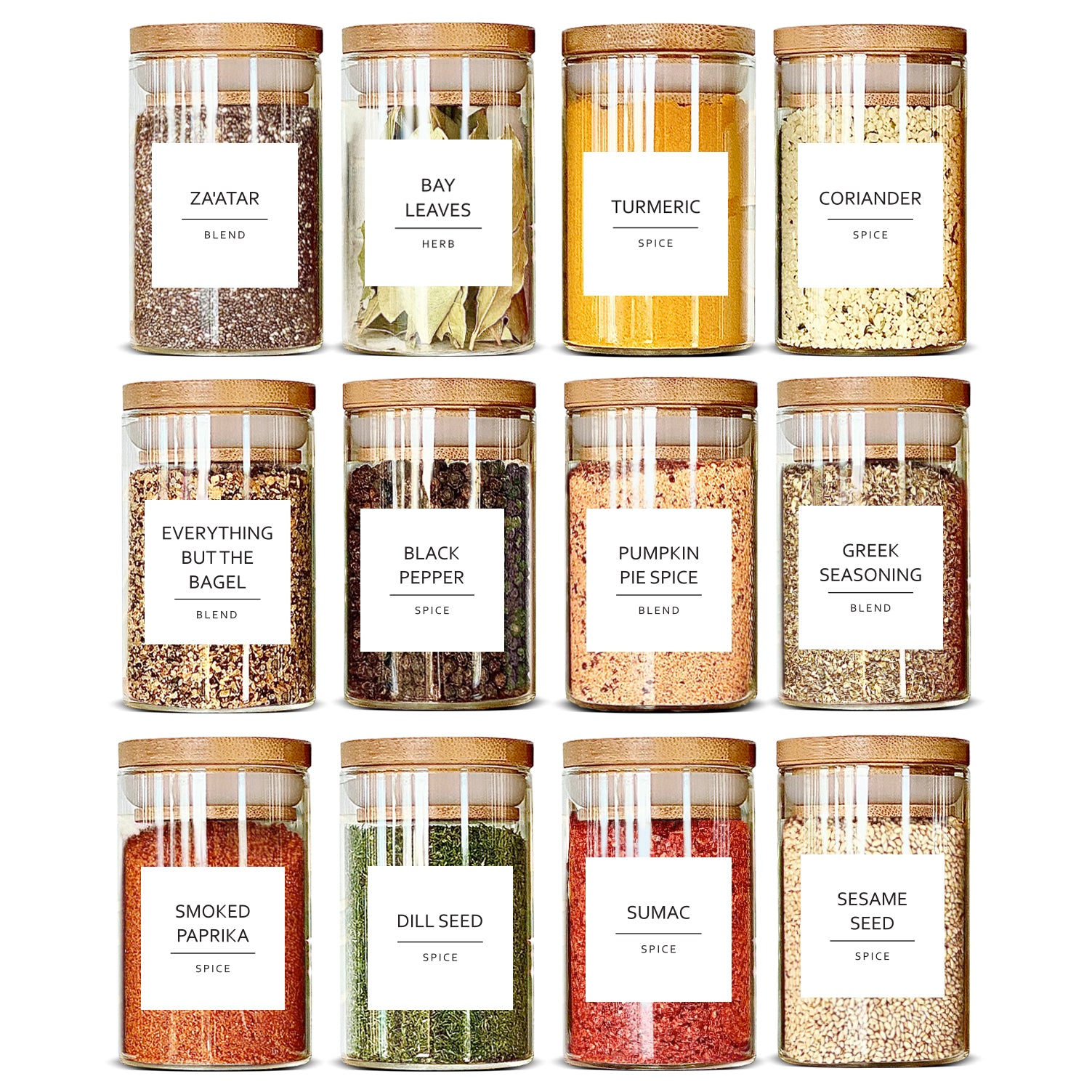 Talented Kitchen 300 Preprinted Spice Labels, Clear Spice Jar Labels For  Seasoning, Herbs, Pantry And Kitchen Spice Rack Organization, Black And  White Cursive Font