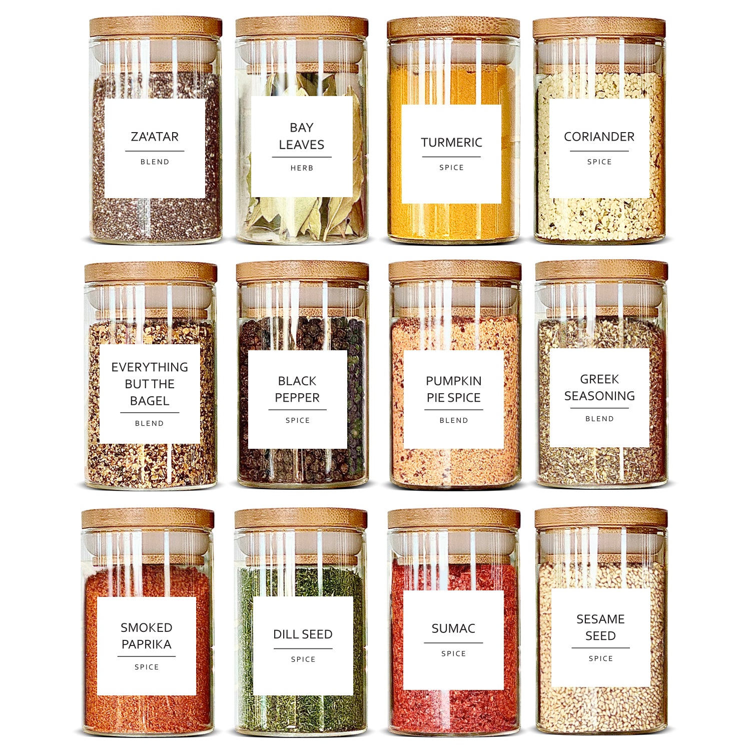 Talented Kitchen 125 Spice Labels Stickers, Clear Spice Jar Labels  Preprinted for Seasoning Herbs, Kitchen Spice Rack Organization, Water  Resistant, Black