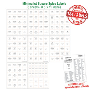 Minimalist Square Spice Labels, 184 Labels