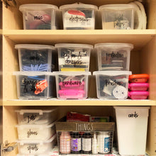 Load image into Gallery viewer, Now in White! Storage &amp; Garage Label Set, 136 White Script Labels