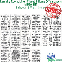 Load image into Gallery viewer, Farmhouse Laundry Room Label Set, 138 Black Labels