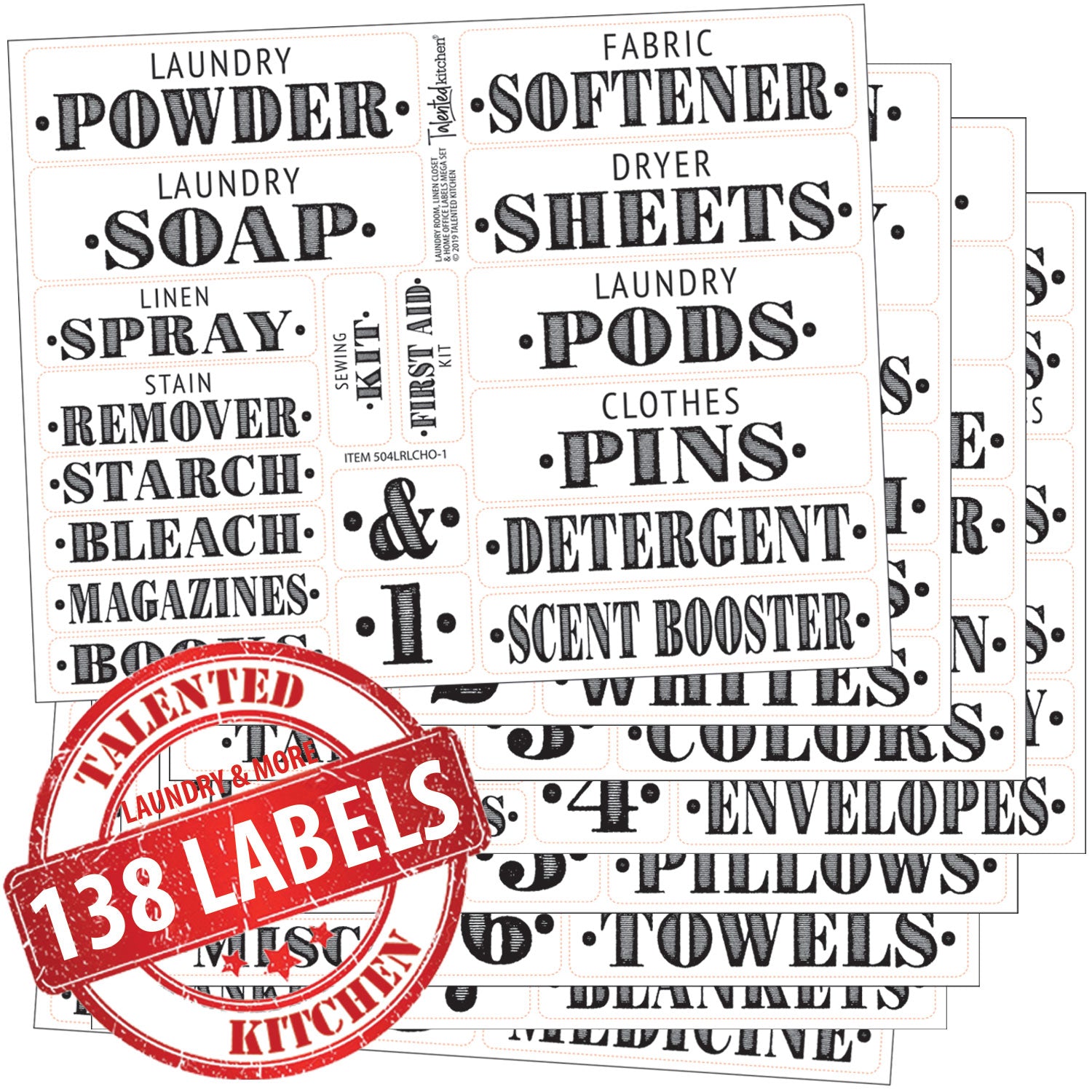 Talented Kitchen 138 Laundry Room Labels for Glass Jars and Containers,  Preprinted Bold Farmhouse Stickers for Linen Closet, Bathroom and Home  Office Organizati…