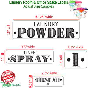 Farmhouse Laundry Room Label Set, 138 Black Labels