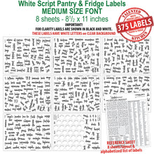 Load image into Gallery viewer, Medium Size Script Pantry Labels, 375 White Labels