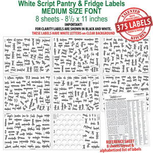 Medium Size Script Pantry Labels, 375 White Labels