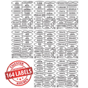 Contemporary Pantry Label Set, 164 Black Labels