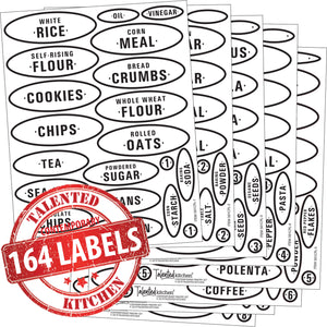 Contemporary Pantry Label Set, 164 Black Labels