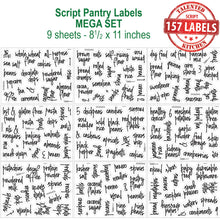 Load image into Gallery viewer, Mega Script Pantry Label Set, 157 Black Labels