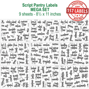 Mega Script Pantry Label Set, 157 Black Labels