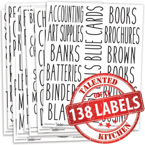 Office Label Set, 138 Black Labels