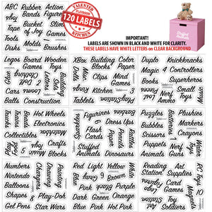 Playroom Label Set, 120 White Labels