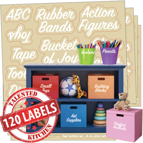 Playroom Label Set, 120 White Labels