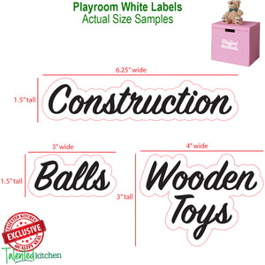 Playroom Label Set, 120 White Labels