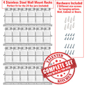 Stainless Steel Spice Racks with 24 Spice Glass Jars