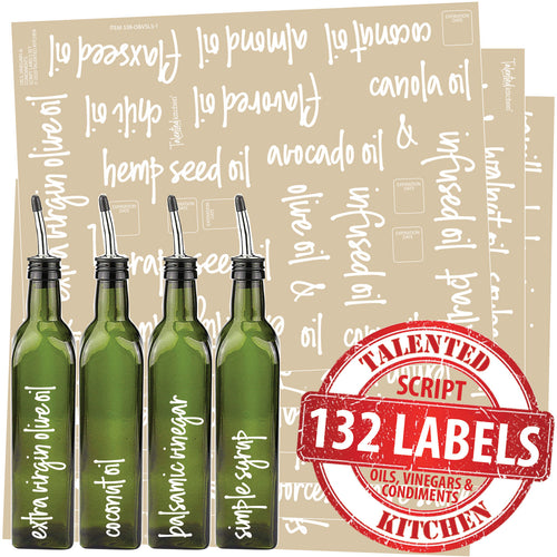 132 Oils, Vinegars & Condiments, White Script Labels