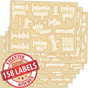 158 Supplementary Pantry & Fridge Label Set, Script White Labels