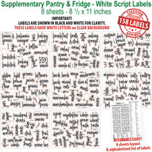Load image into Gallery viewer, 158 Supplementary Pantry &amp; Fridge Label Set, Script White Labels