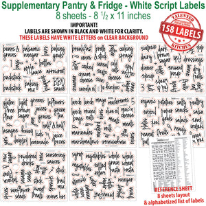 158 Supplementary Pantry & Fridge Label Set, Script White Labels