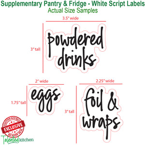 158 Supplementary Pantry & Fridge Label Set, Script White Labels