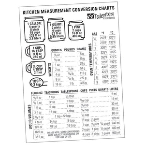 Nash Kitchen Measuring Conversion Chart Magnet - Magnetic Charts for Baking and Cooking - Tablespoon Measurements, Metric Measurement Conversions