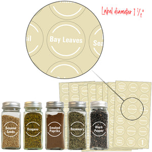 Round Spice Label Set, 144 White Labels