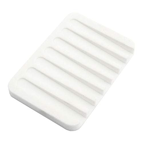 Talented Kitchen SILICONE SOAP DISH. DRAINER TRAY, WHITE