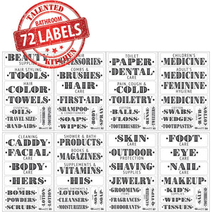 Farmhouse Bathroom Label Set, 72 Black Labels