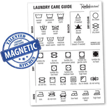 Load image into Gallery viewer, Talented Kitchen Magnetic Laundry Symbols Chart - White Vinyl Laundry Care Guide Sign for Washing, Drying, Ironing, and Dry Clean (5x7 In)