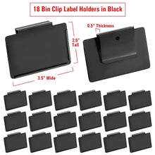 Load image into Gallery viewer, Talented Kitchen 18 Pack Black Label Holders - Removable Metal Bin Clips for Pantry Baskets and Storage Bins (3.5x2.5 In)