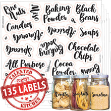 Load image into Gallery viewer, Main Cursive Pantry Labels Set, 135 Black Labels