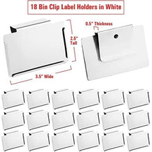 Load image into Gallery viewer, Talented Kitchen 18 Pack White Label Holders, Removable Metal Bin Clips for Pantry Baskets and Storage Bins (3.5x2.5 In)
