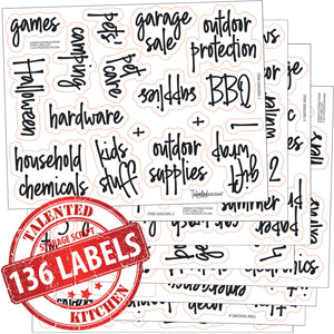Storage & Garage Label Set, 136 Script Black Labels