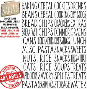 8 Gold Clip Label Holders w/40 Pantry Labels for Bins Baskets or Boxes (GOLD CLIPS / WHITE LABELS)