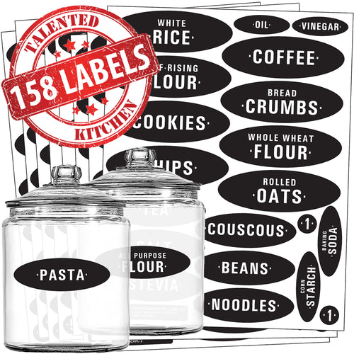 Chalkboard Pantry Label Set, 158 Black Labels